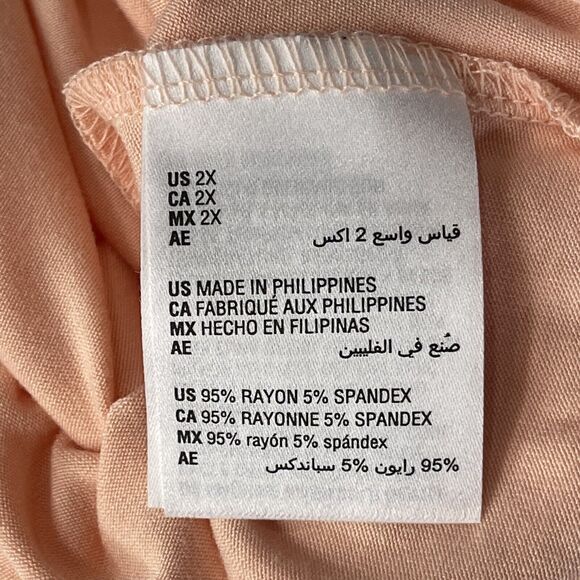 Style & Co 2X-Large Knit Top Short Sleeve Scoop Neck Stretch Knotted Front Peach - Picture 7 of 8